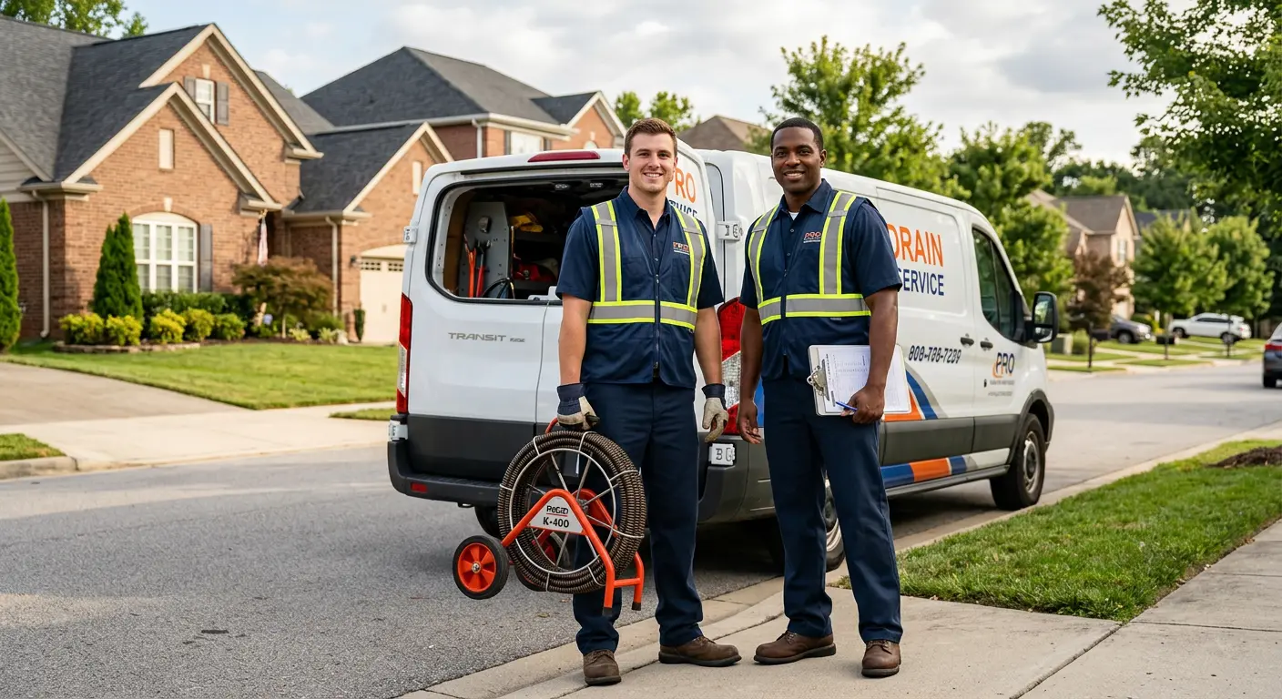 Sewer and drain service team with equipment ready for work in Middle Paxton