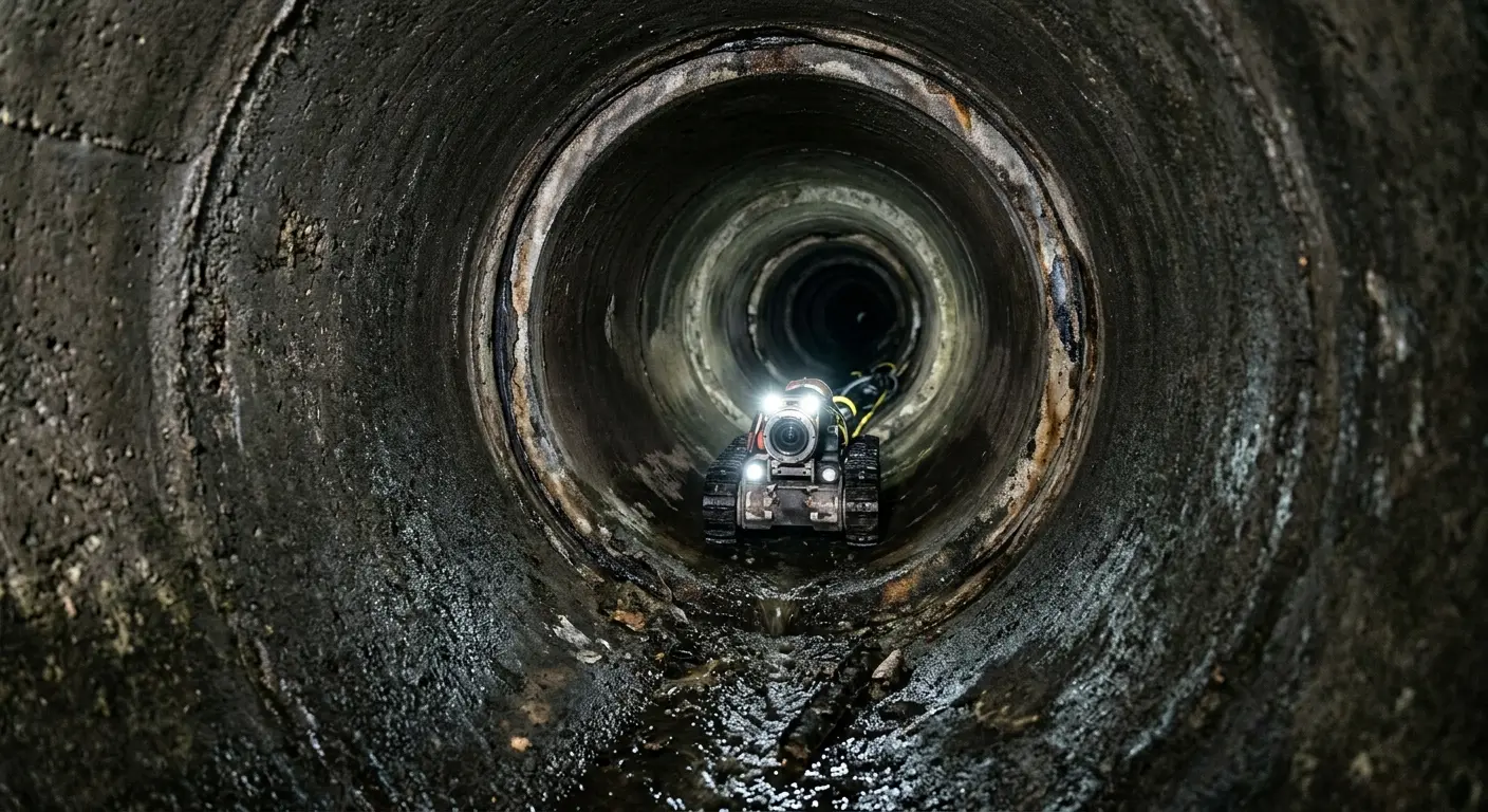 Robotic sewer camera inspecting pipe interior for Drain Snake Service in Middle Paxton