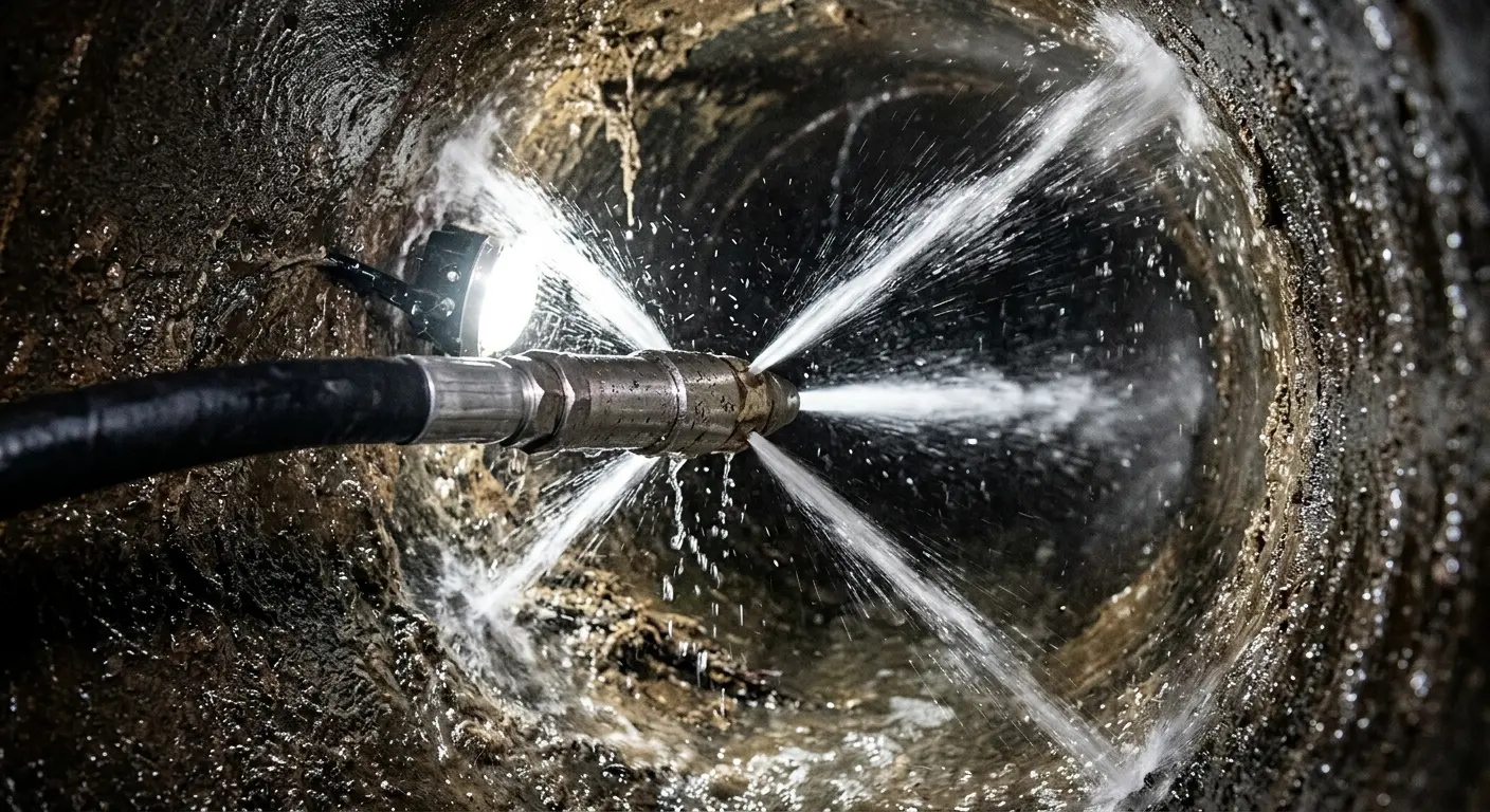 High-pressure hydro jetting nozzle cleaning sewer pipe for Storm Drain Cleaning in Middle Paxton